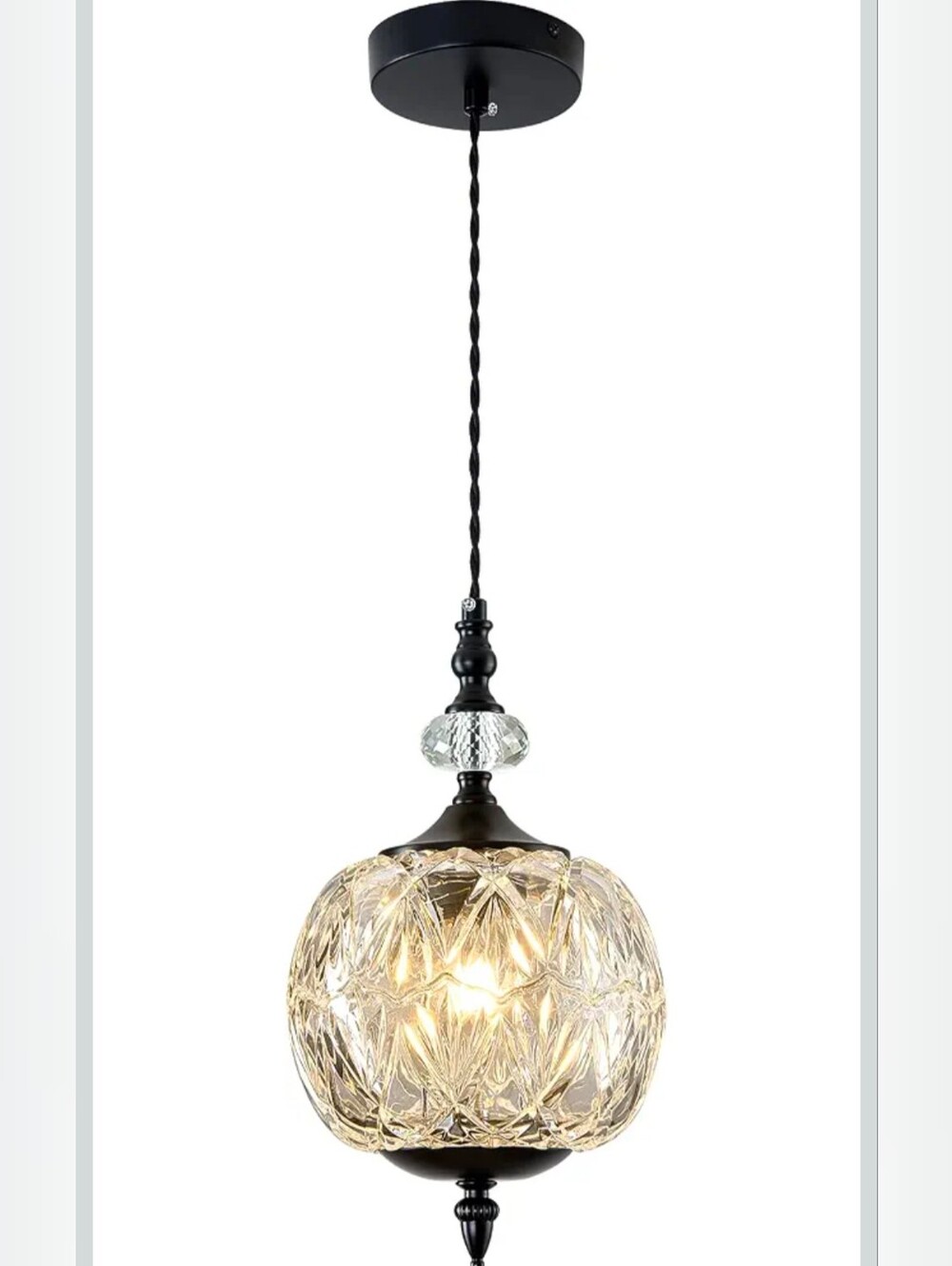 Black Pendant Crystal Glass Light - Simple Elegant Beauty Can Only Describe This